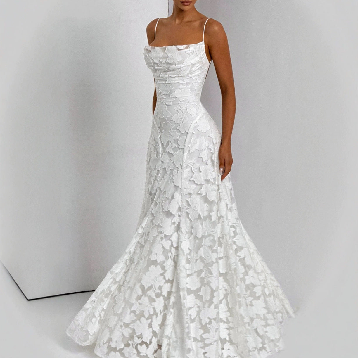 White lace wedding dress
